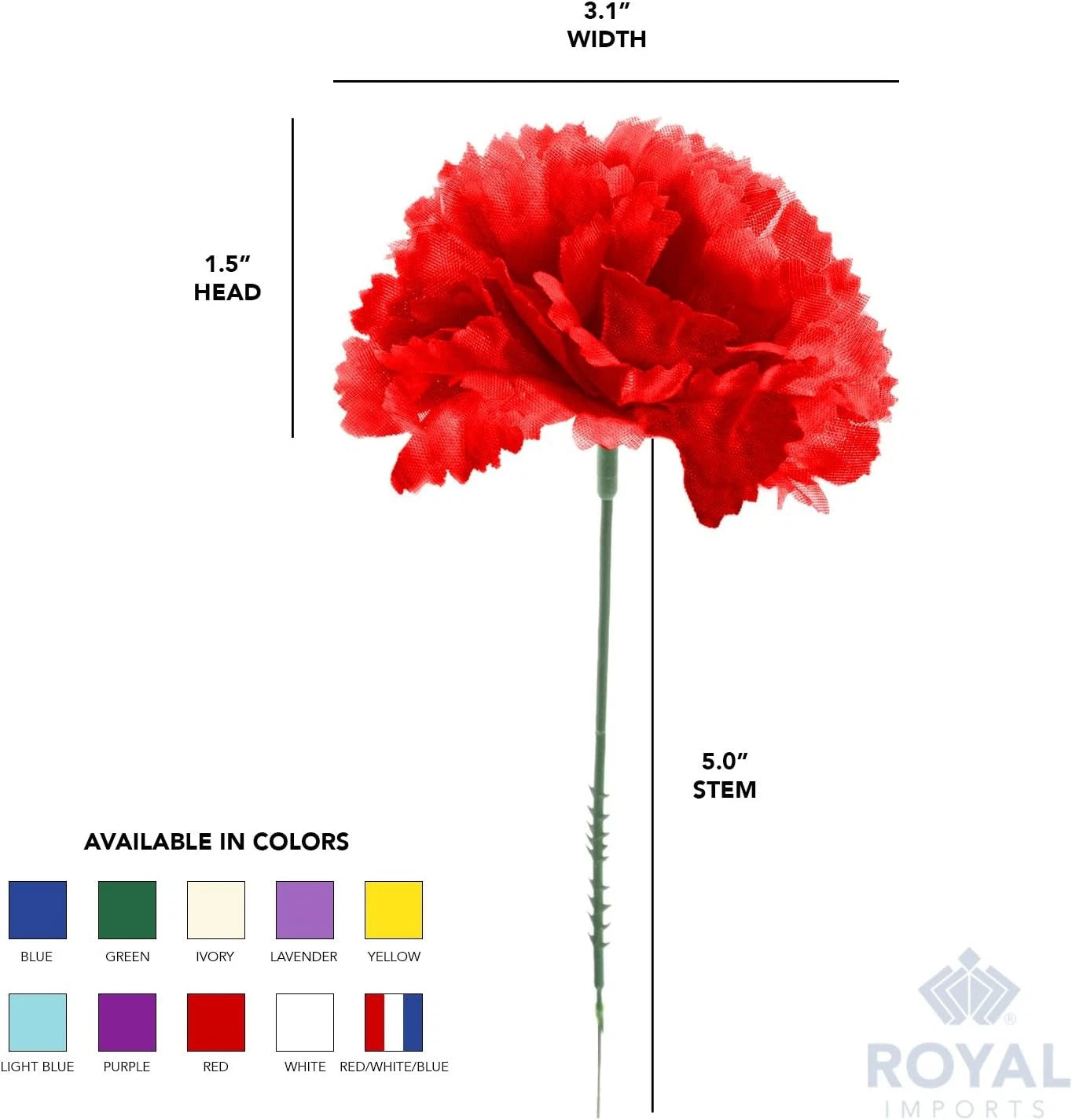 Royal Imported Artificial Carnations - 100 stems, each 5 inches long - Yellow 07FC0E-D4 - KOEEK
