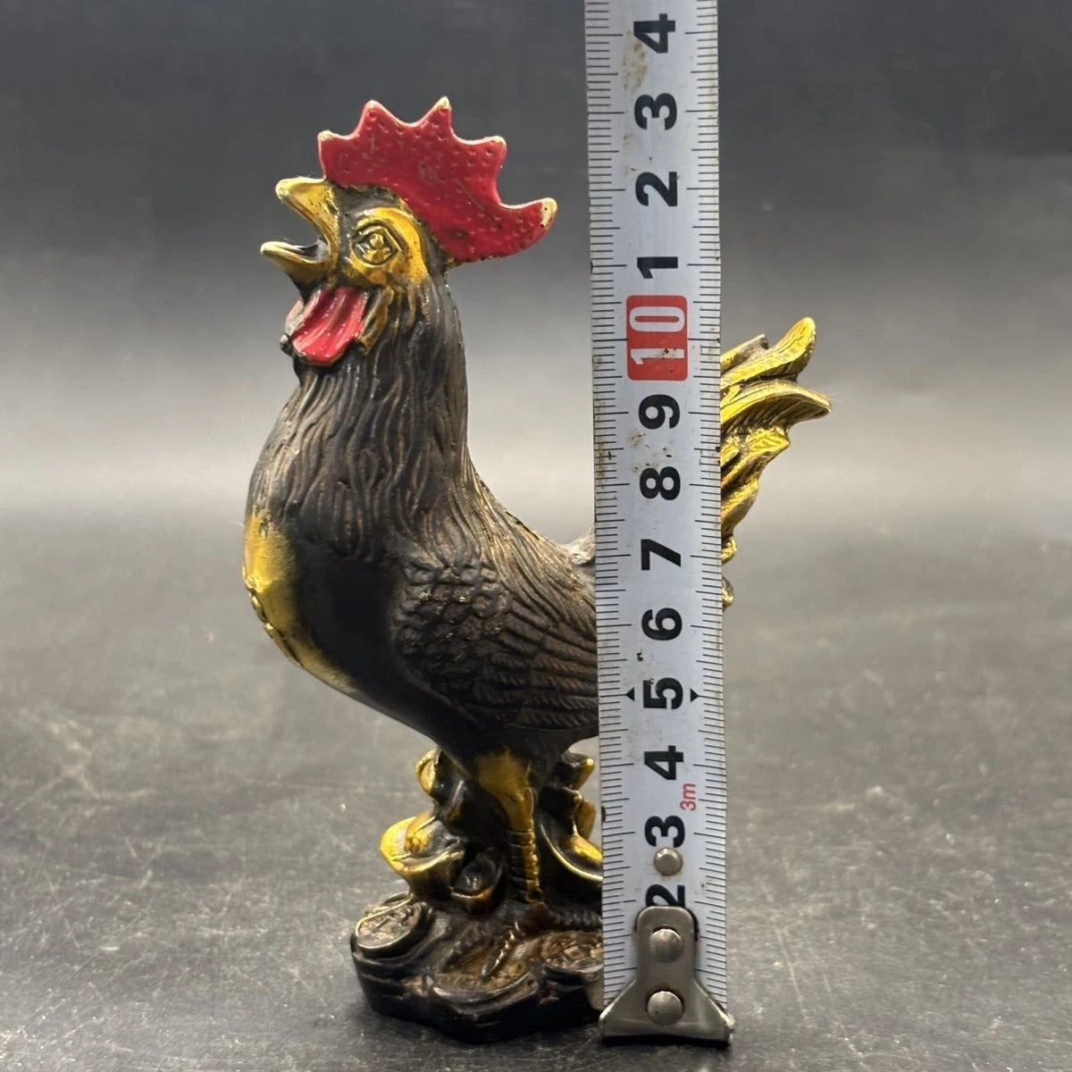 Bronze Rooster Money Ingot Rooster Home Zodiac Ornament 07FC0E-D4 - KOEEK