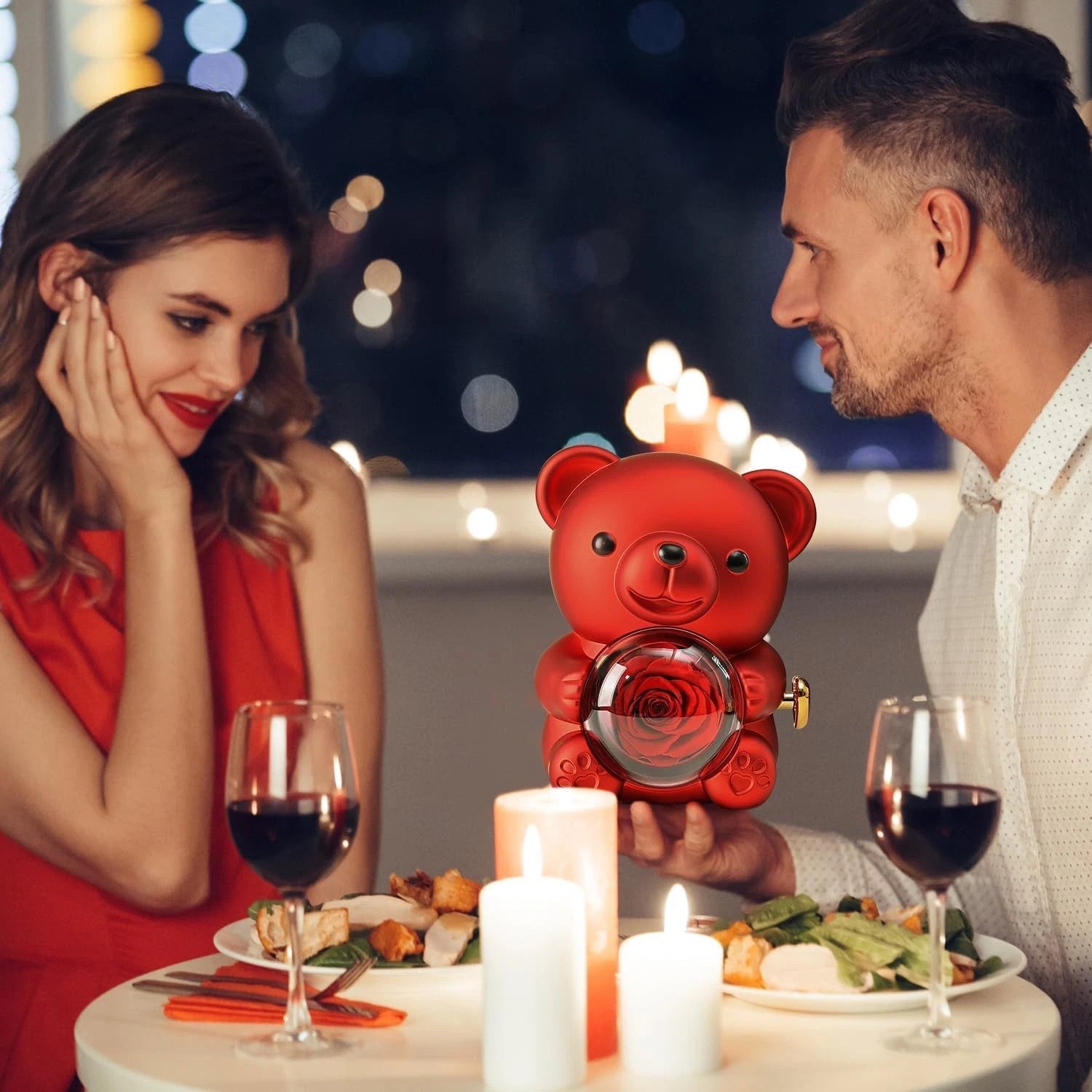 Cute teddy bear with fresh roses - real roses embedded inside the bear 07FC0E-D4 - KOEEK