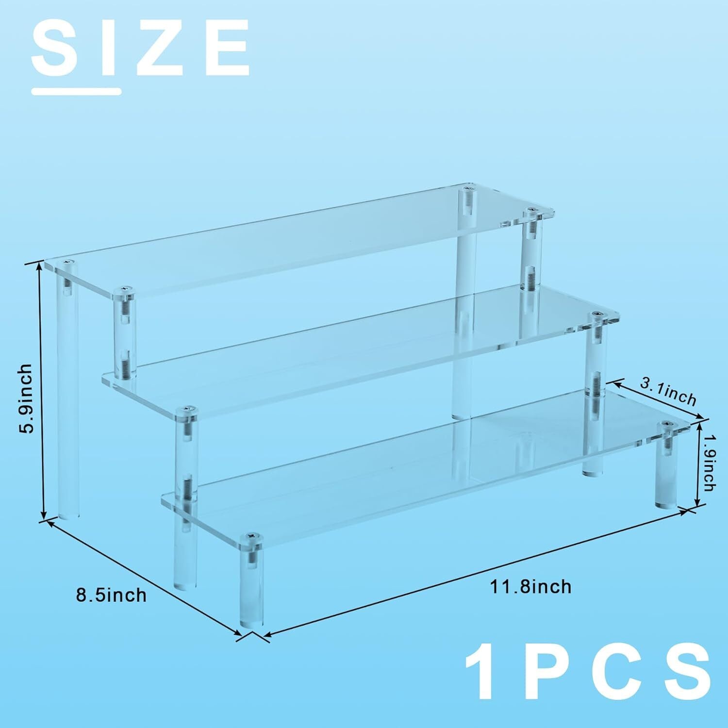 new Acrylic Risers Display Stands, 3 Tier Perfume 1PACK Large 11.8IN, Clear 07FC0E-D4 - KOEEK