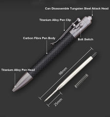 Practical Carbon Fiber + Titanium Alloy Pocket Ball Pen Business SignaturePenEDC 07FC0E-D4 - KOEEK