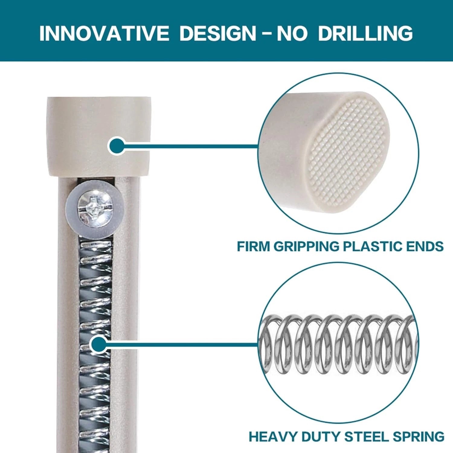Tension rod elliptical spring curtain rod, adjustable length 07FC0E-D4 - KOEEK