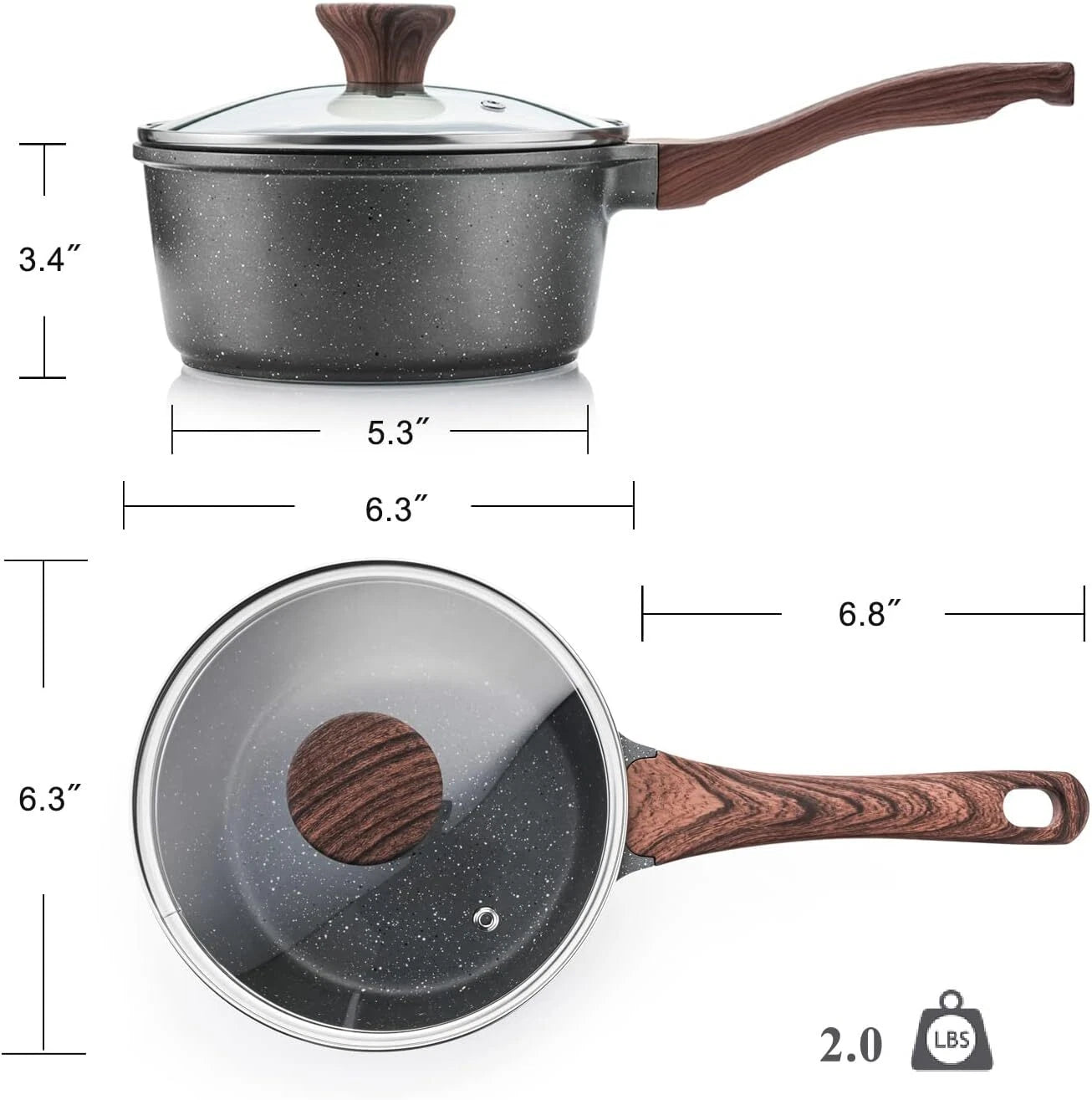 Non-Stick Cookware Set with Lid, Kitchen Cookware for Induction Cooktop 07FC0E-D4 - KOEEK