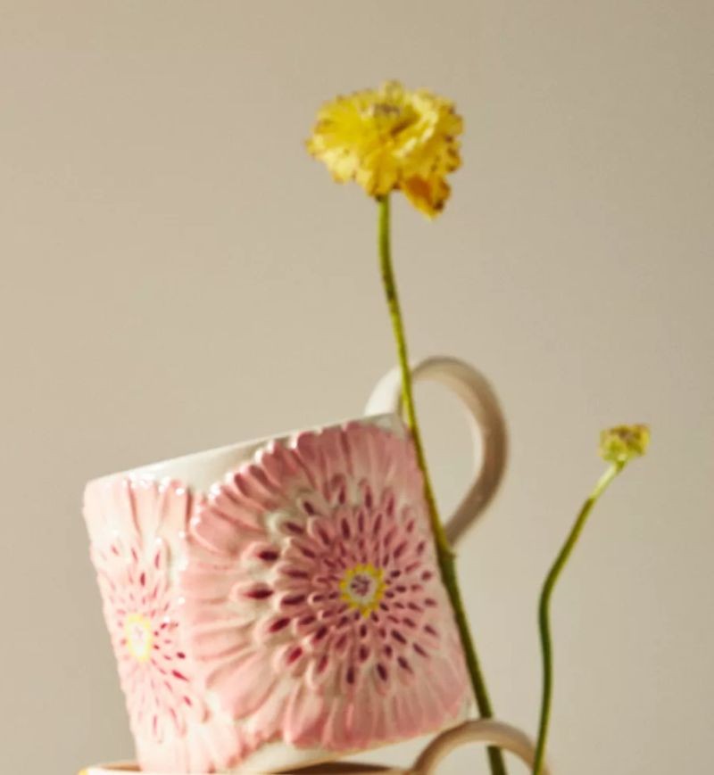 ANTHROPOLOGIE LILYPAD FLORAL MUG ANTHROPOLOGIE MUG ANTHROPOLOGIE CUP 💕BEAUTIFUL ANTHROPOLOGIE - KOEEK