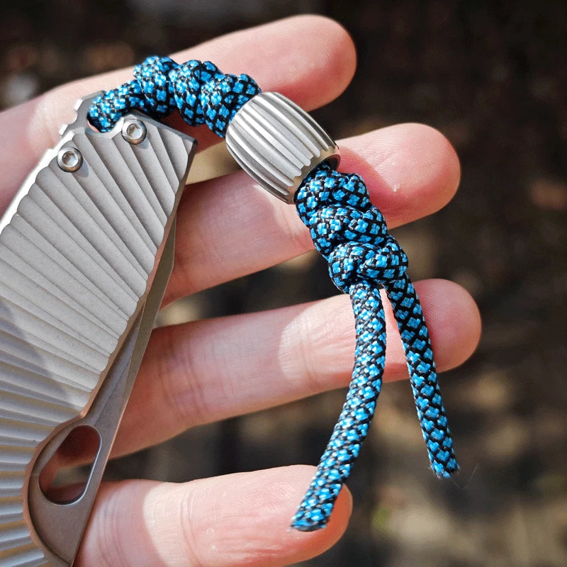 Titanium Alloy Pumpkin Knife Lanyard Bead Parachute Pendant EDC DIY Keychain 07FC0E-D4 - KOEEK