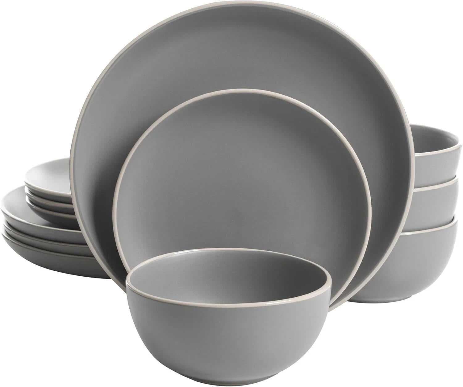 12 Piece Dining Set for 4, Gray Matte - Black Matte - Gray Matte 07FC0E-D4 - KOEEK