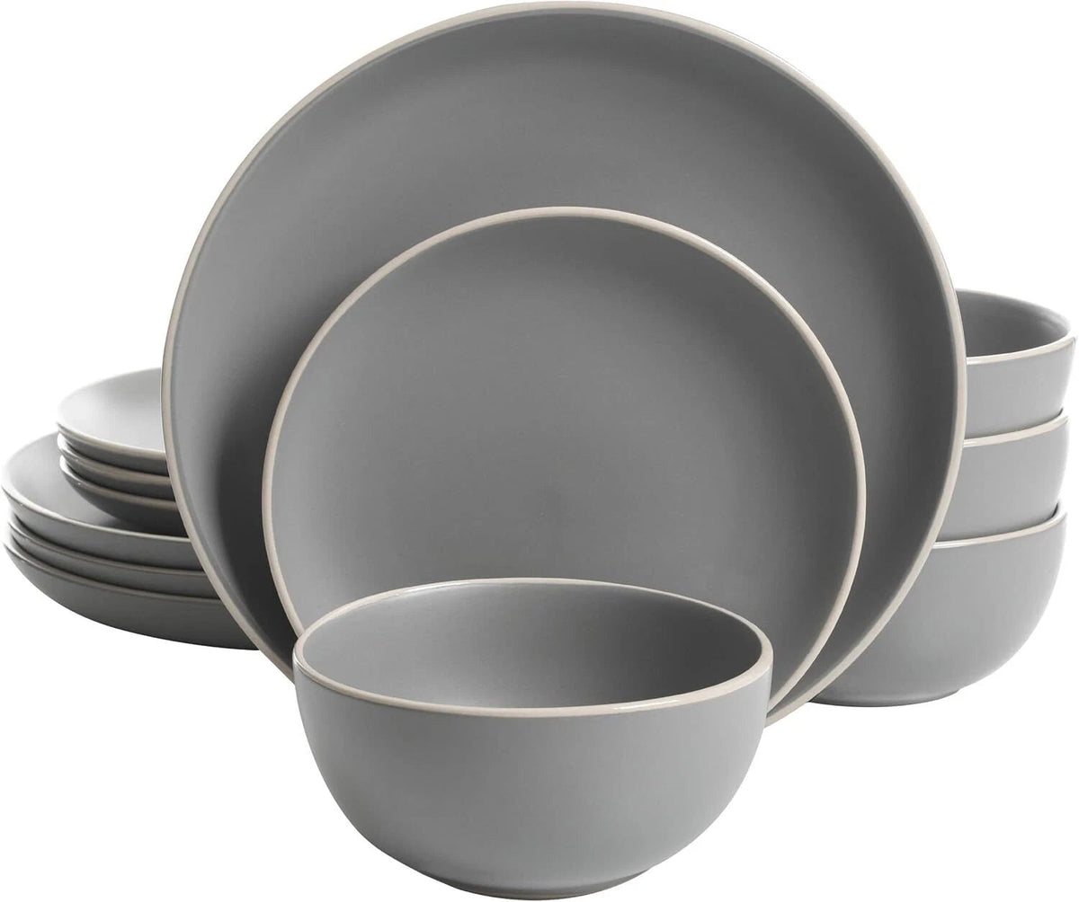 12 Piece Dining Set for 4, Gray Matte - Black Matte - Gray Matte 07FC0E-D4 - KOEEK