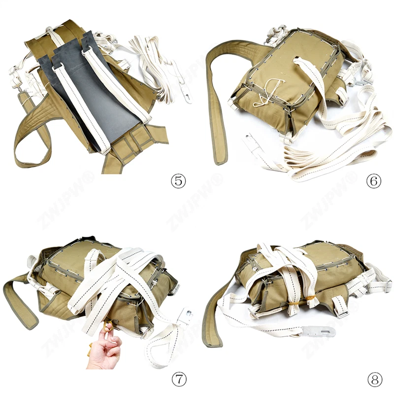 WWII WW2 US Airborne T-5 Parachute Replica Bag Paratroopers Backpack Strap Set 07FC0E-D4 - KOEEK