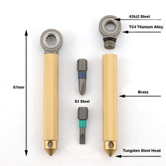 Titanium Brass S2 Steel EDC Multi Tools Card Screwdriver Pocket Outdoor Keychain 07FC0E-D4 - KOEEK