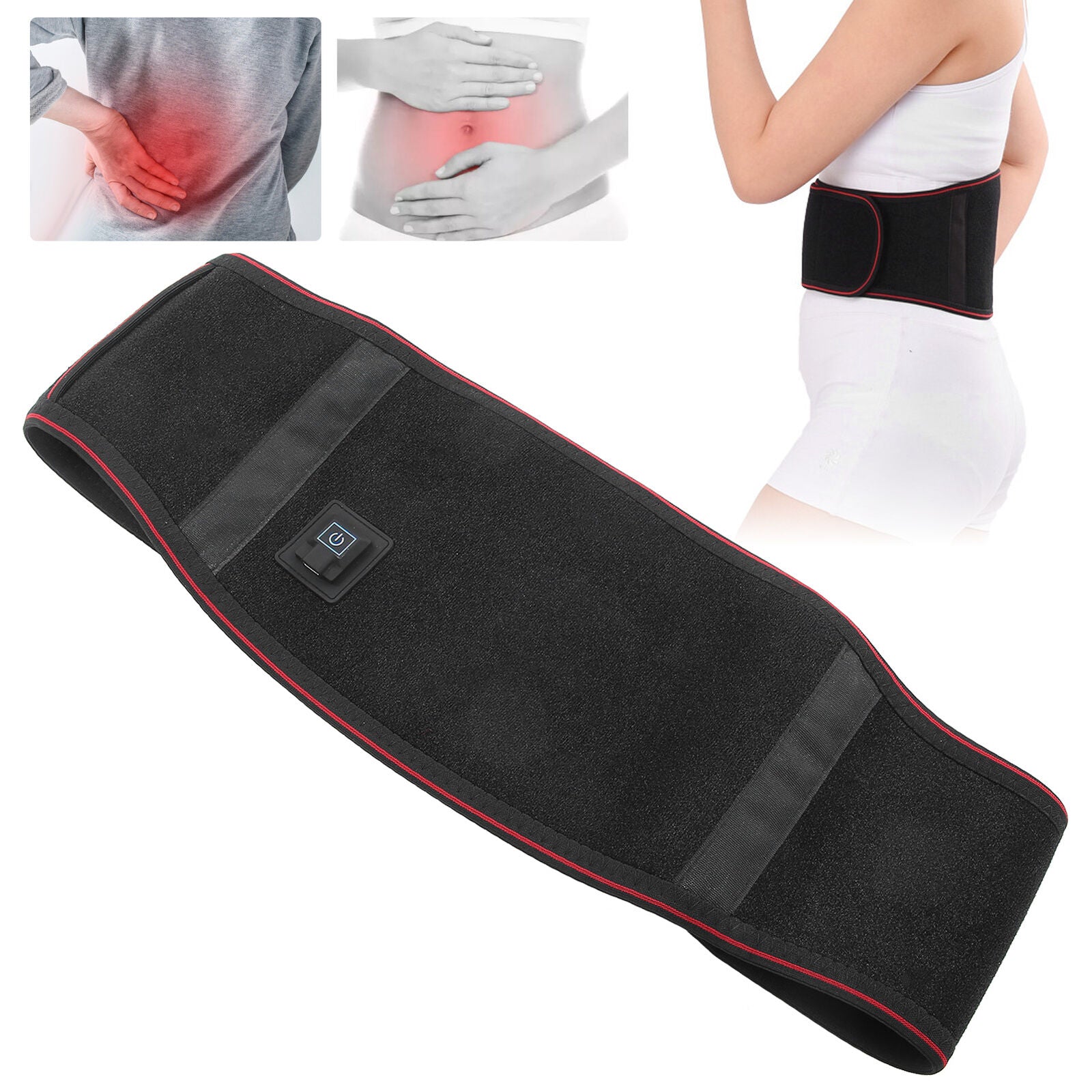 new Heating Back Belt Waist Heated Pad Pain Relief Lumbar Support Brace HGF koeek - KOEEK