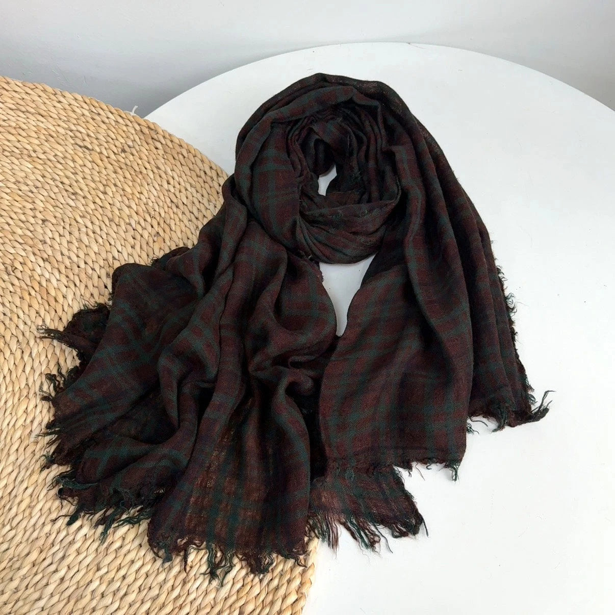 Mens soft Acrylic Wool Winter Scarf Red plaid Unisex Winter Autumn Neckerchief 07FC0E-D4 - KOEEK