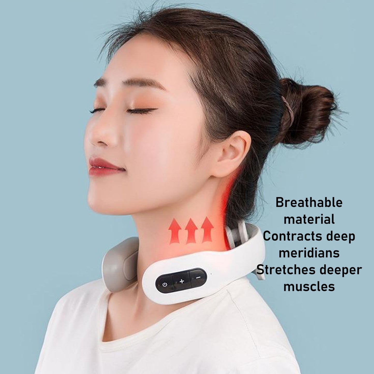 new Electric Pulse Neck Massager With Heat Adjustable Portable Neck Massager HGF koeek - KOEEK