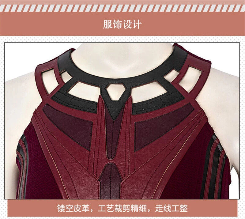Anime Wanda Vision Costume Scarlet Witch Cosplay Outfits Halloween Gift 07FC0E-D4 - KOEEK