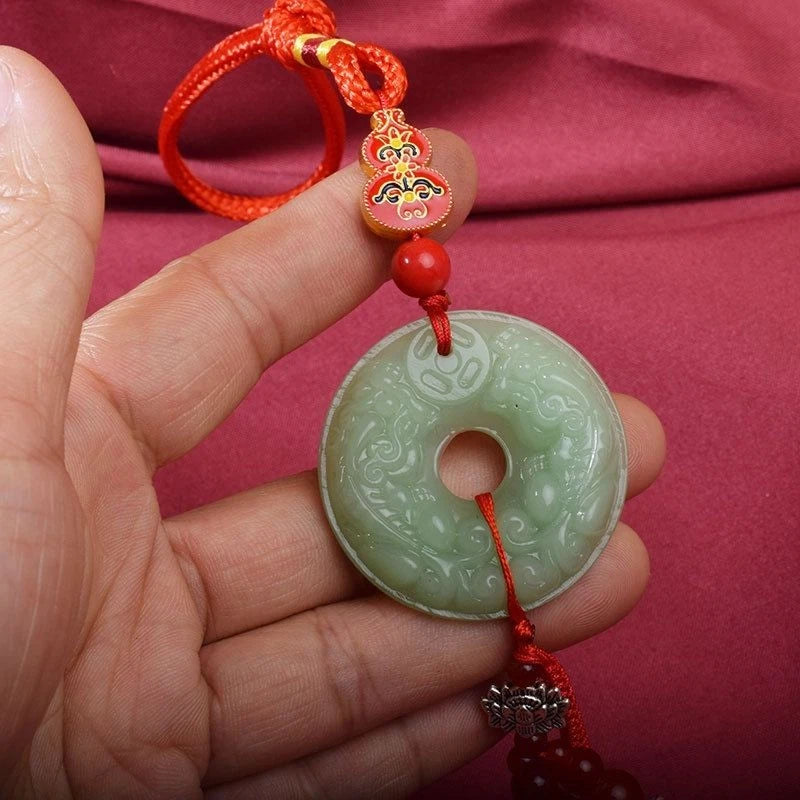 Chinese Style Hanging Pendant Pixiu Safe Travel Coin Kirin Abacus Car Decoration 07FC0E-D4 - KOEEK