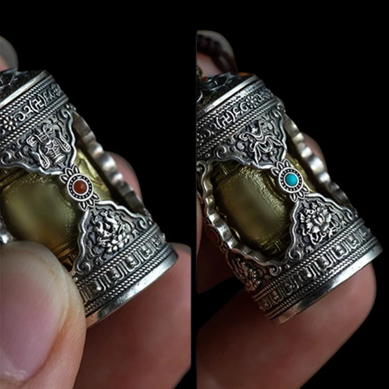 Tibetan Silver Gawu Box Six-character Mantra Tibetan Scripture Tube Pendant 07FC0E-D4 - KOEEK