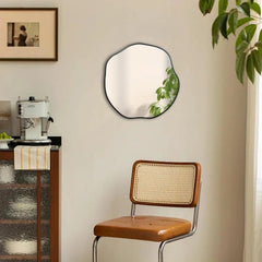 Irregular Shaped Mirror, 16" Asymmetrical Mirrors, Modern Scalloped Round Mirror 07FC0E-D4 - KOEEK