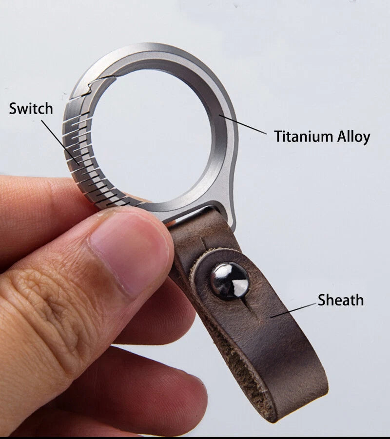 EDC Titanium Alloy Leather Porable Hanging Buckle Car Keychain Key Belt Waist 07FC0E-D4 - KOEEK
