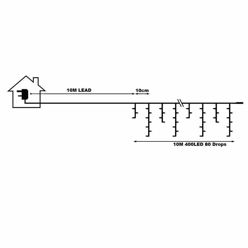 6M/10M 120/300/400/800 LED Icicle Christmas Fairy Lights (Warm/Cool/Blue/B&W) 07FC0E-D4 - KOEEK