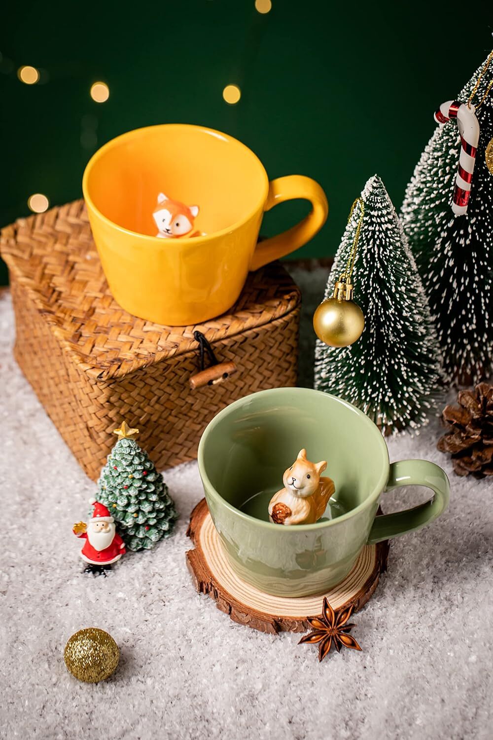 new DIHOclub Squirrel Ceramic Cup Hidden 3D Animal Inside Mug,Cute Light Green DIHOCLUB - KOEEK