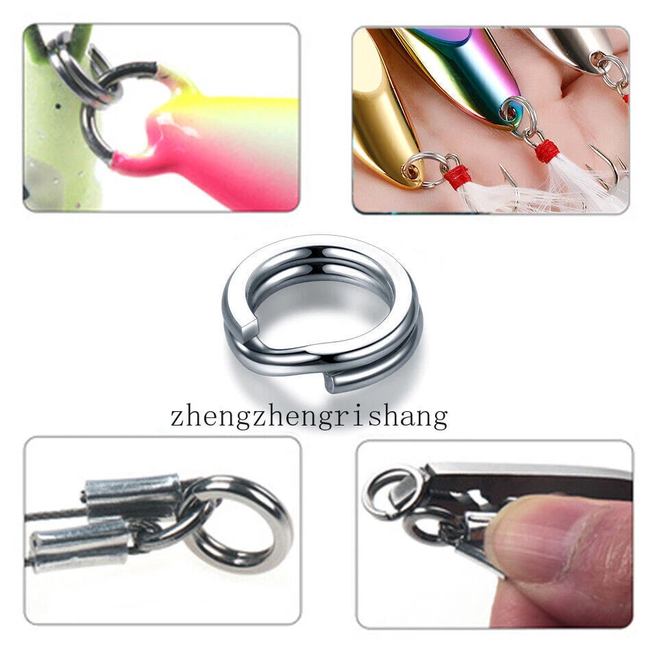 1000Pcs/ Pack Stainless Steel Heavy Duty Fishing Split Rings Big Game Saltwater 07FC0E-D4 - KOEEK