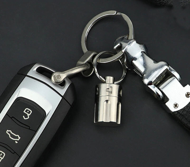 TC4 Titanium Waterproof Pill Container Revolver Cylinder Keychain Pendant EDC 07FC0E-D4 - KOEEK