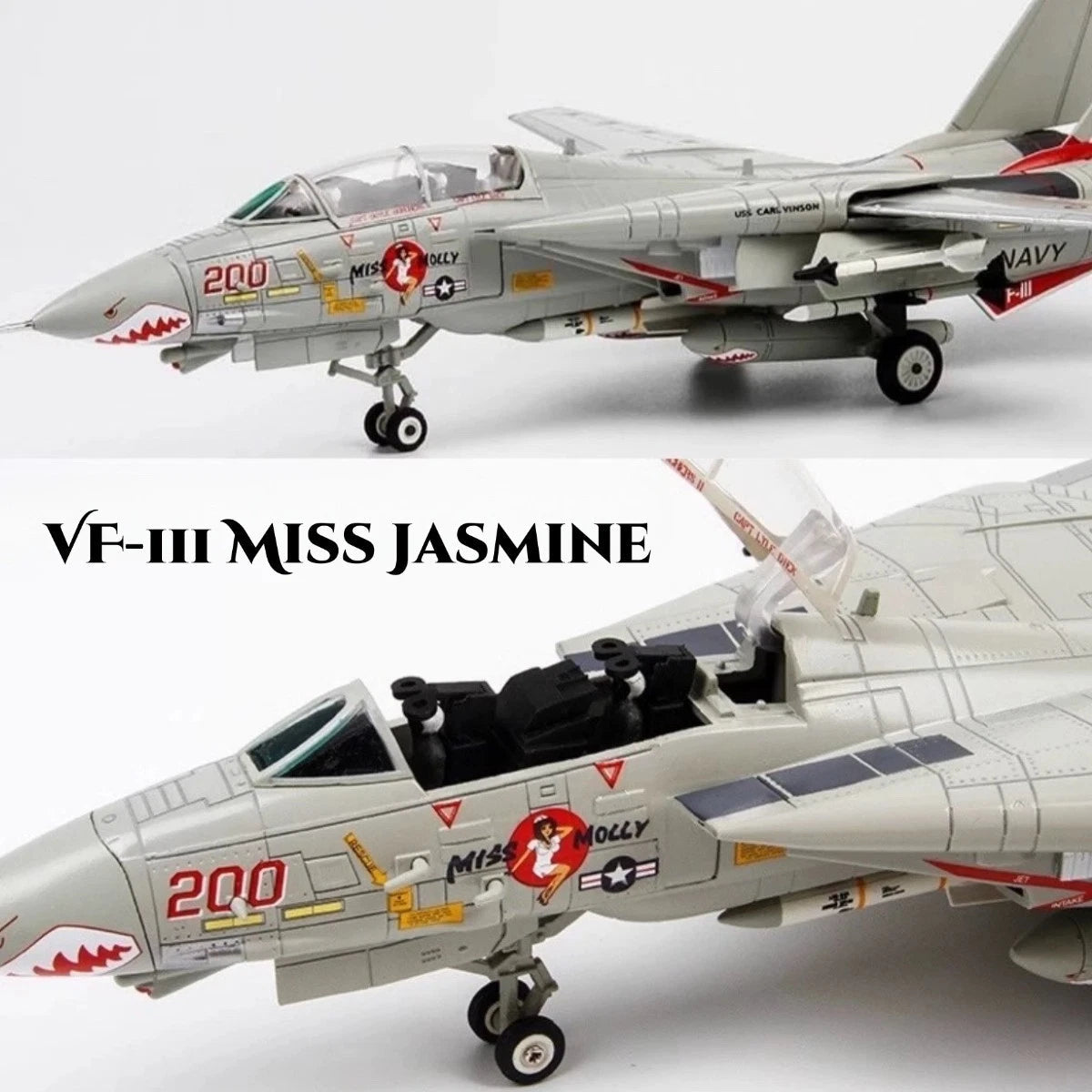 1/72 F-14A Tomcat VF-111 Miss Molly Alloy Plastic Model Kit DIY Assembly Display 07FC0E-D4 - KOEEK