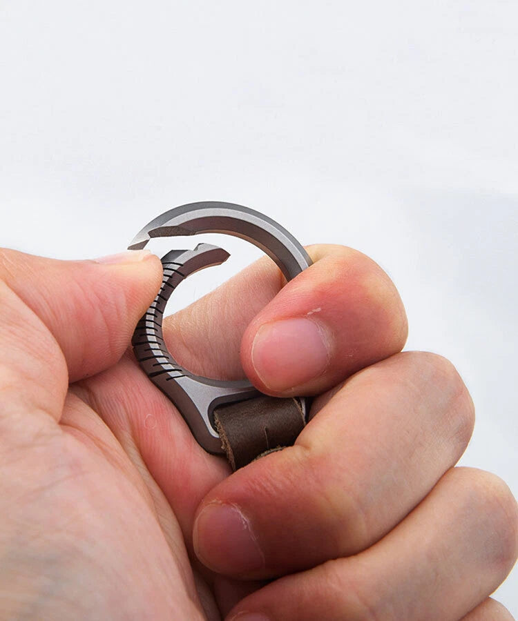 EDC Titanium Alloy + Leather Keychain Portable Removable Key Ring Pendant Tool EDC - KOEEK