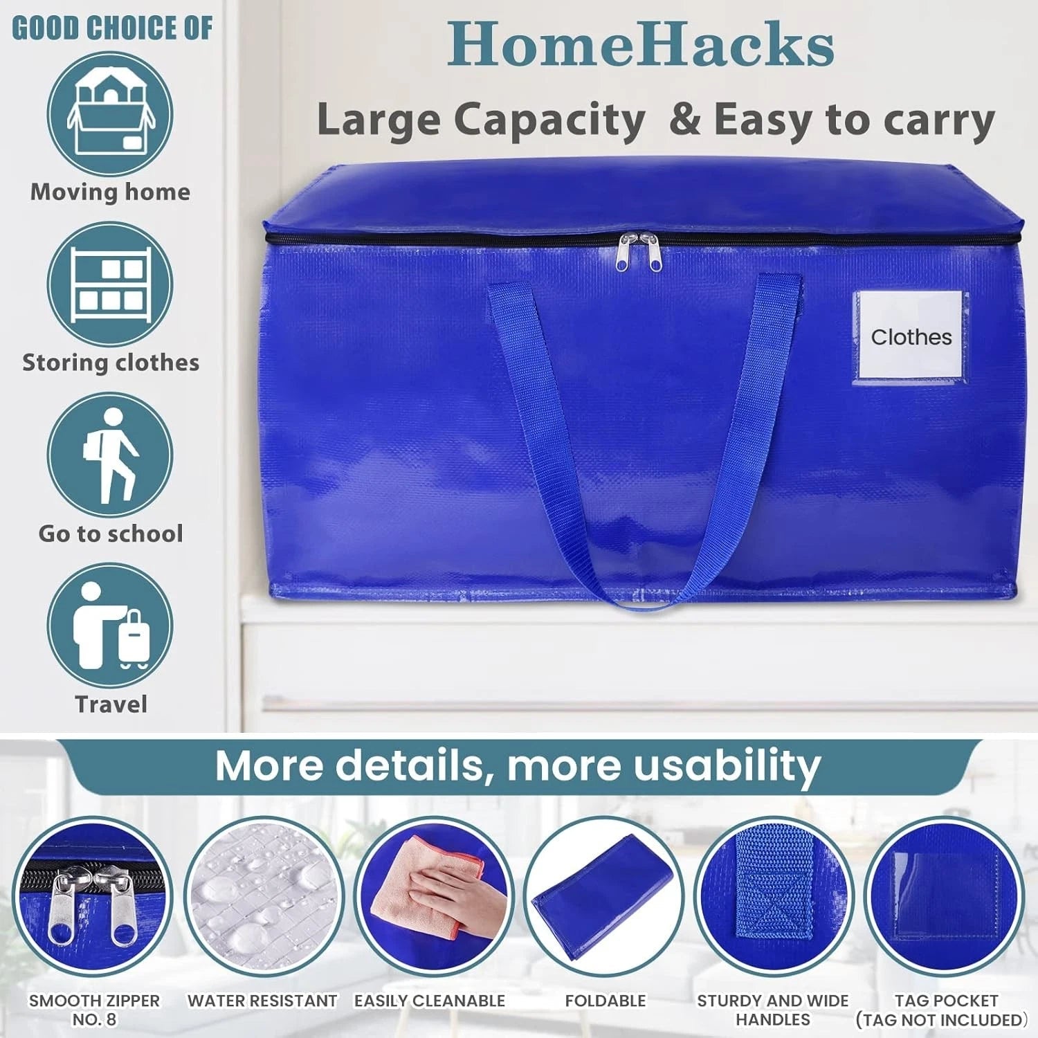 Moving bag,durable type,with sturdy zipper and handle.Foldable moving supplies. 07FC0E-D4 - KOEEK