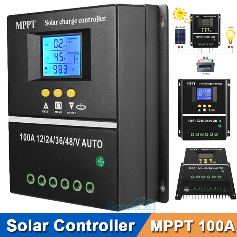 ny 100A MPPT Solar Panel Batteri PV Regulator Lade Controller AUTO 12/24/36/48V