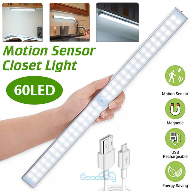 ny 60 LED Luz Magnetica Lampara Con Sensor de Movimiento Luces for Gabinete Casa