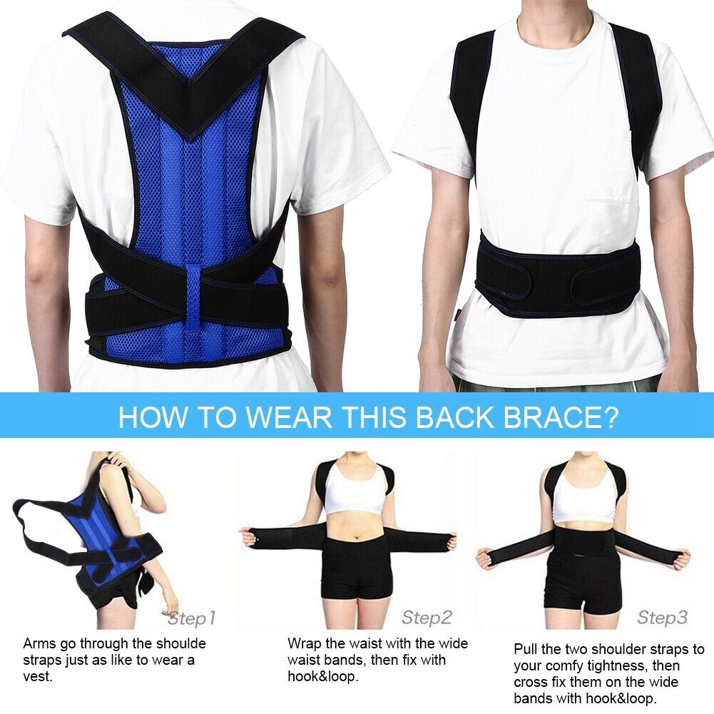 new Back Spine Posture Corrector Brace Hunchback Correction Belt(3XL Blue) HGF koeek - KOEEK