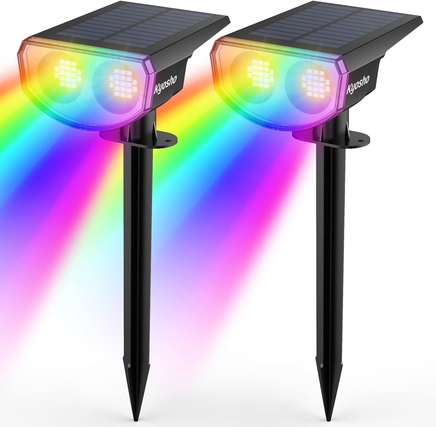 2 Pack Halloween Lights Christmas Outdoor Solar Color Spot 9 Lighting Modes 38 07FC0E-D4 - KOEEK