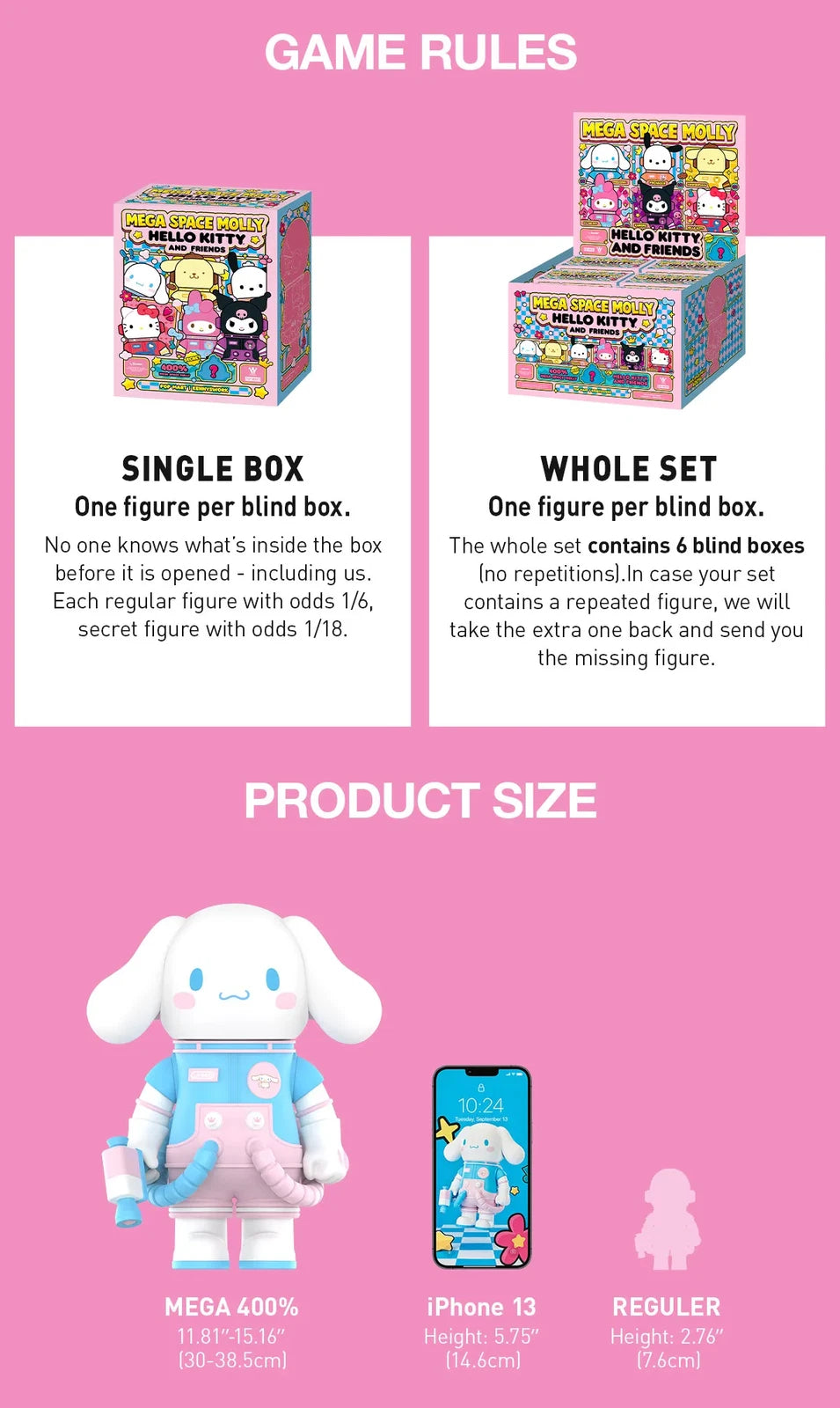 MEGA SPACE MOLLY 400% Hello Kitty and Friends Series  Authentic 07FC0E-D4 - KOEEK