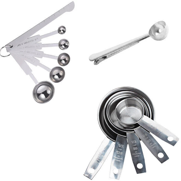 Durable Stainless Steel Measurement Cup and Spoon Set for Accurate Baking 07FC0E-D4 - KOEEK