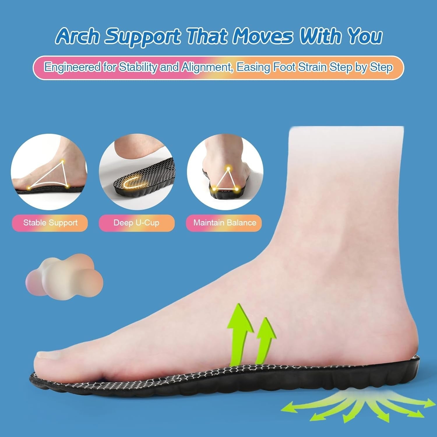 new 4D Cloud Soles for Men - Memory Foam Cushioning Steppers US M 7.5-10.5, Black