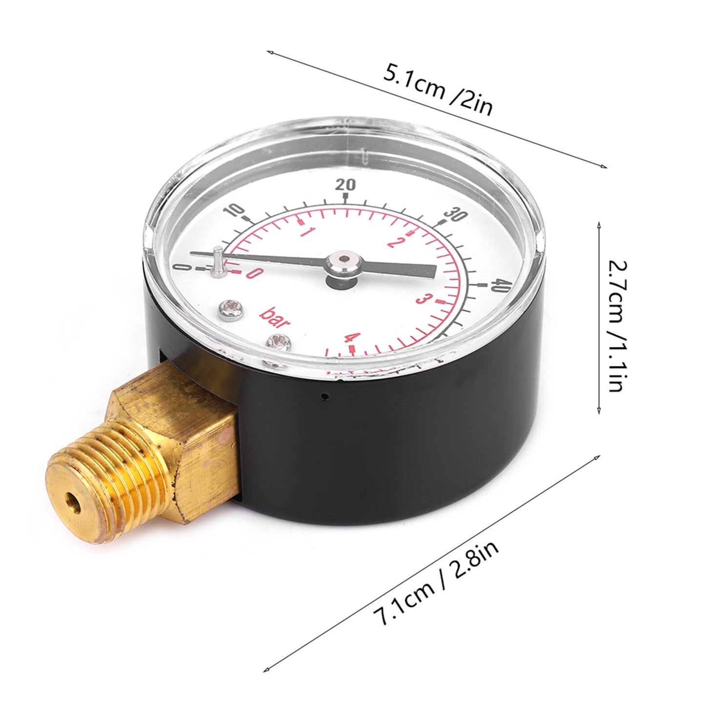 new (0-60psi 0-4bar)1/4 BSPT Bottom Connection Vacuum Pressure Gauge 50mm Dial koeek - KOEEK