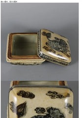 Ming Blue and White Wan Fu You Tong Qilin Pattern Square Lid Jar Ink Box 07FC0E-D4 - KOEEK