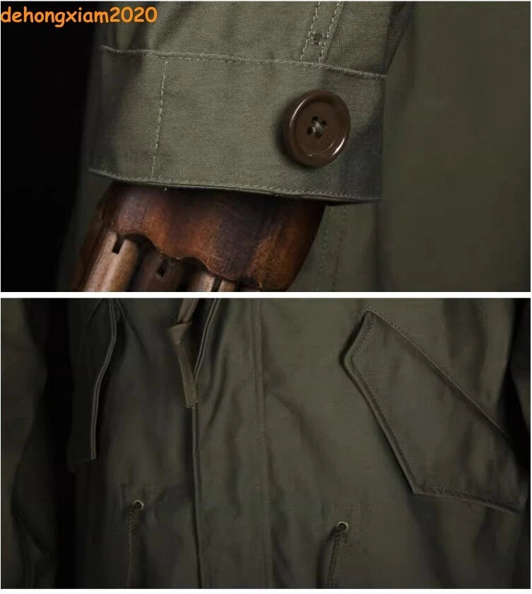 WW2 U.S. Army M1951 Fishtail Trench Men M51 Vintage Military Replica Coat Jacket 07FC0E-D4 - KOEEK