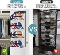 Clear Over the Door Hat Racks for Baseball Caps,Hold 48 Caps Hat Storage 07FC0E-D4 - KOEEK