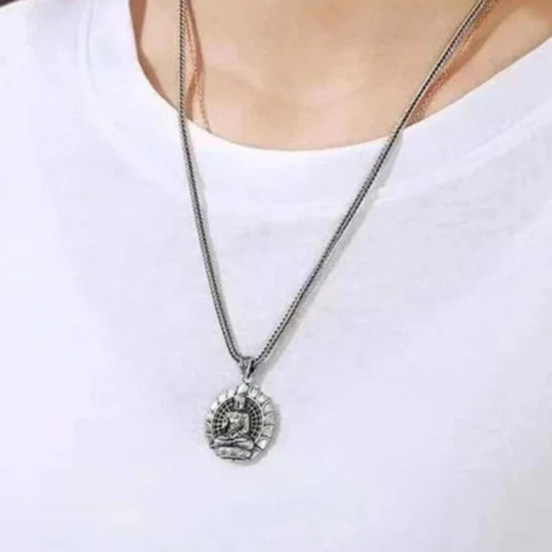 Vintage Tathagata Buddha Pendant Female Amulet Necklace Hollow Bodhisattva 07FC0E-D4 - KOEEK