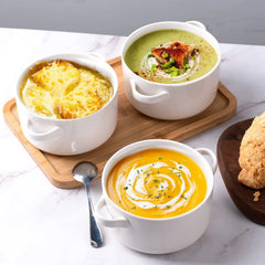 6 Pack Soup Bowls with Handles, 24 Oz Large Serving Soup Bowl Set, Ceramic Soup