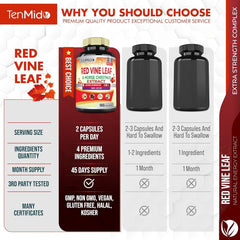 new Red Vine Leaf Extract Capsules - with Horse Chestnut, Beet Root, Ginger -... 07FC0E-D4 - KOEEK