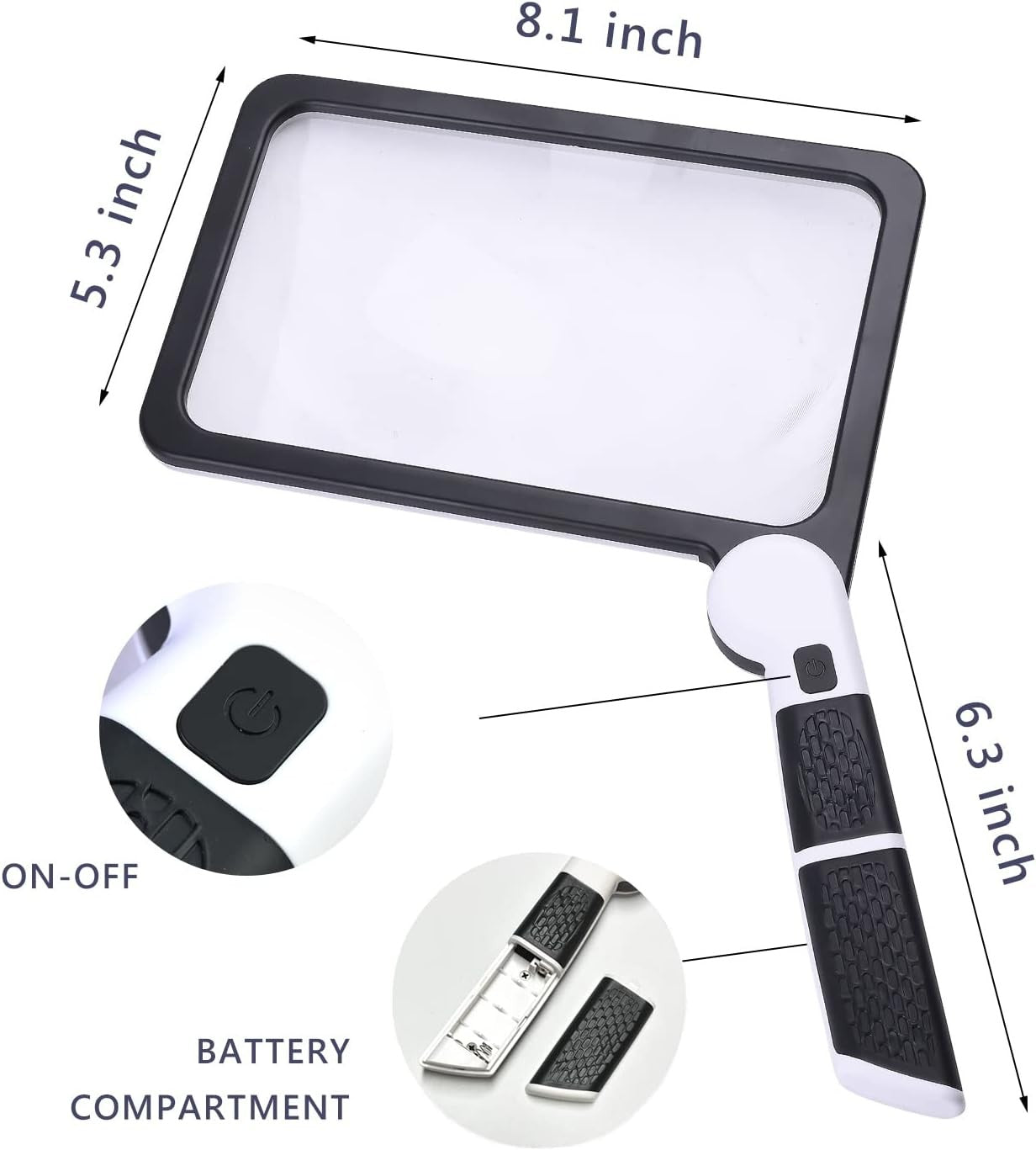 new Magnifying Glass with Light, Page 5X Folding Handheld Rectangular Black 07FC0E-D4 - KOEEK