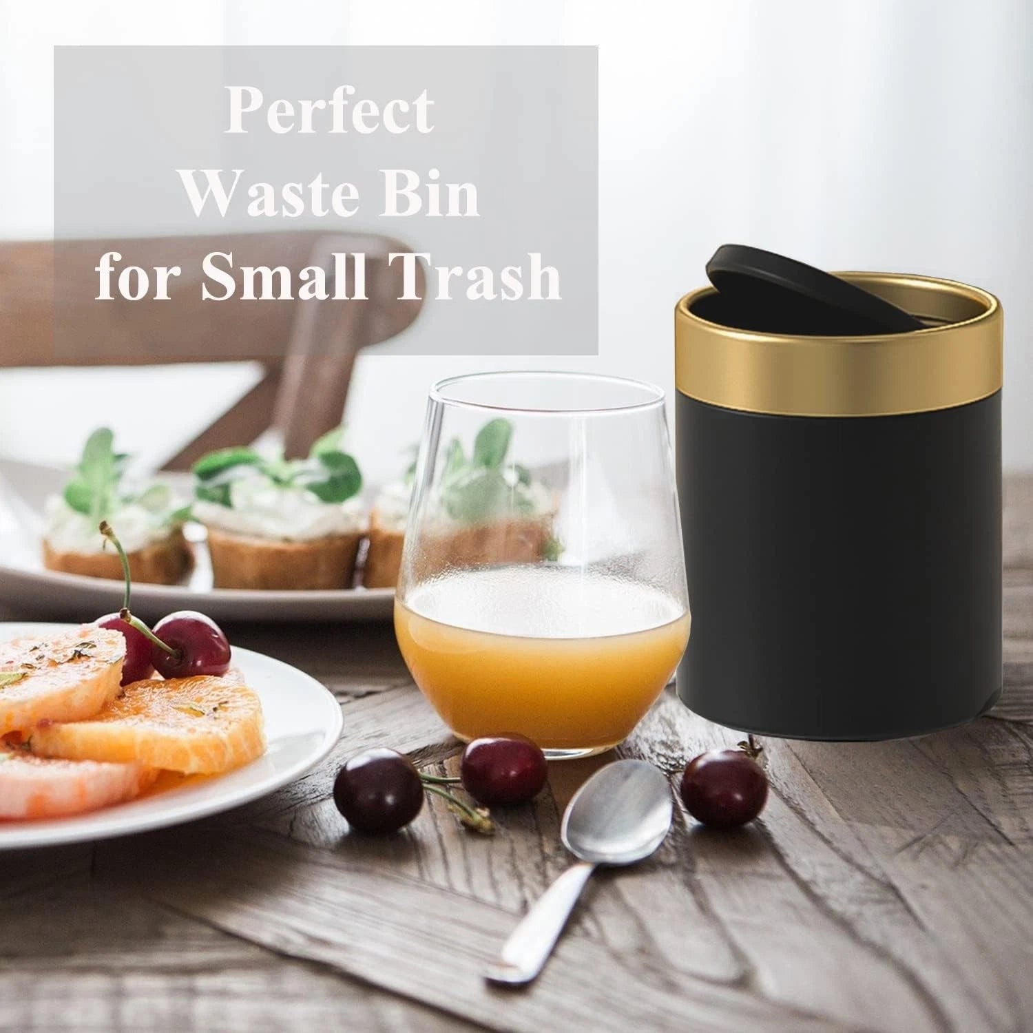 Mini Trash Can with Lid, Metal Small Tiny Mini Trash Bin Can, Mini Countertop 07FC0E-D4 - KOEEK