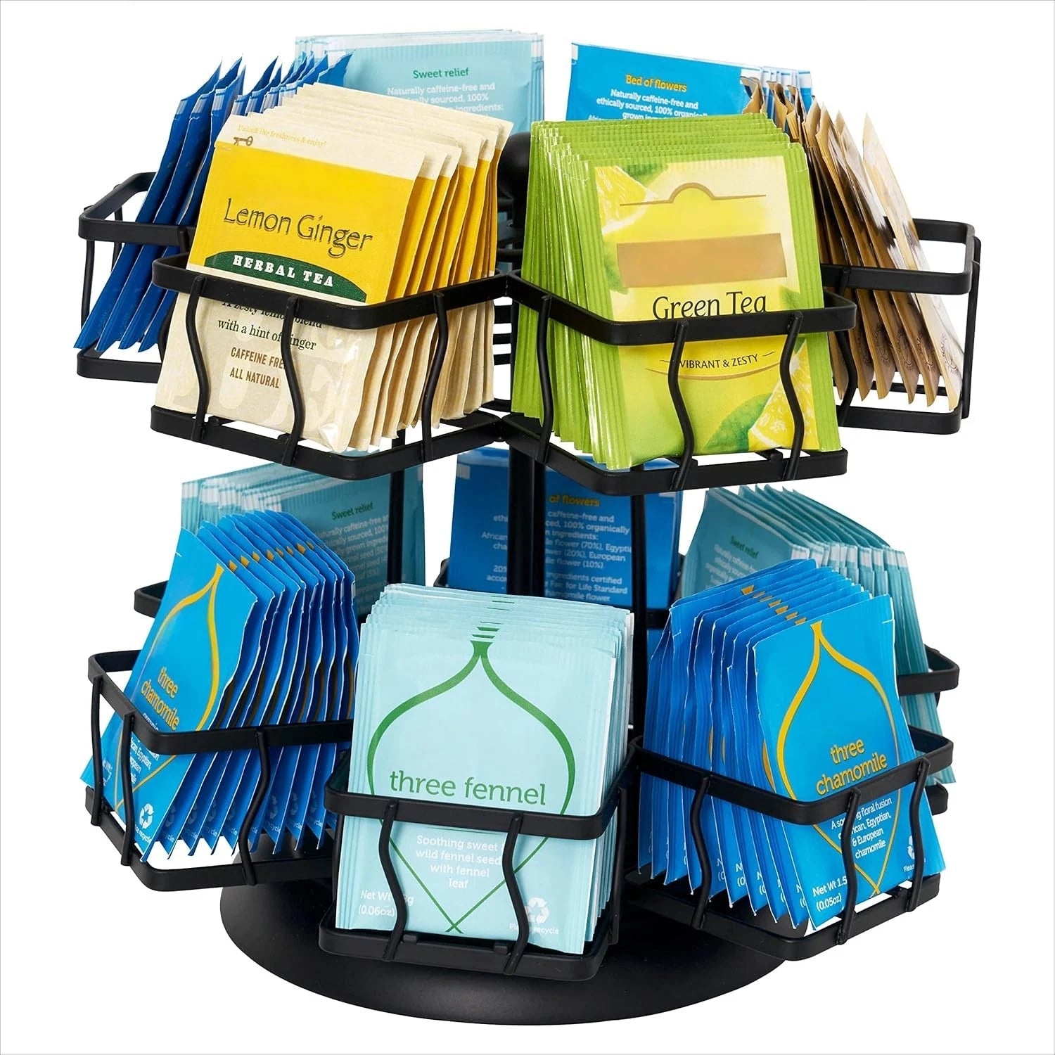 Tea bag storage rack - Rotating carousel stand with 12 compartments 07FC0E-D4 - KOEEK