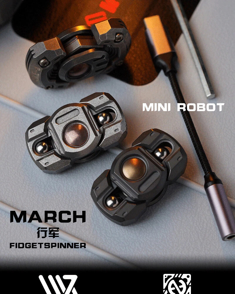 Zirconium alloy + brass Marching Robot Finger Gyro Hand Fidget Spinner Toys 07FC0E-D4 - KOEEK