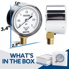 new 0-3 Psi Low Pressure Gauge, Capsule 2-1/2" Dial Size, NPT 0-3PSI 07FC0E-D4 - KOEEK