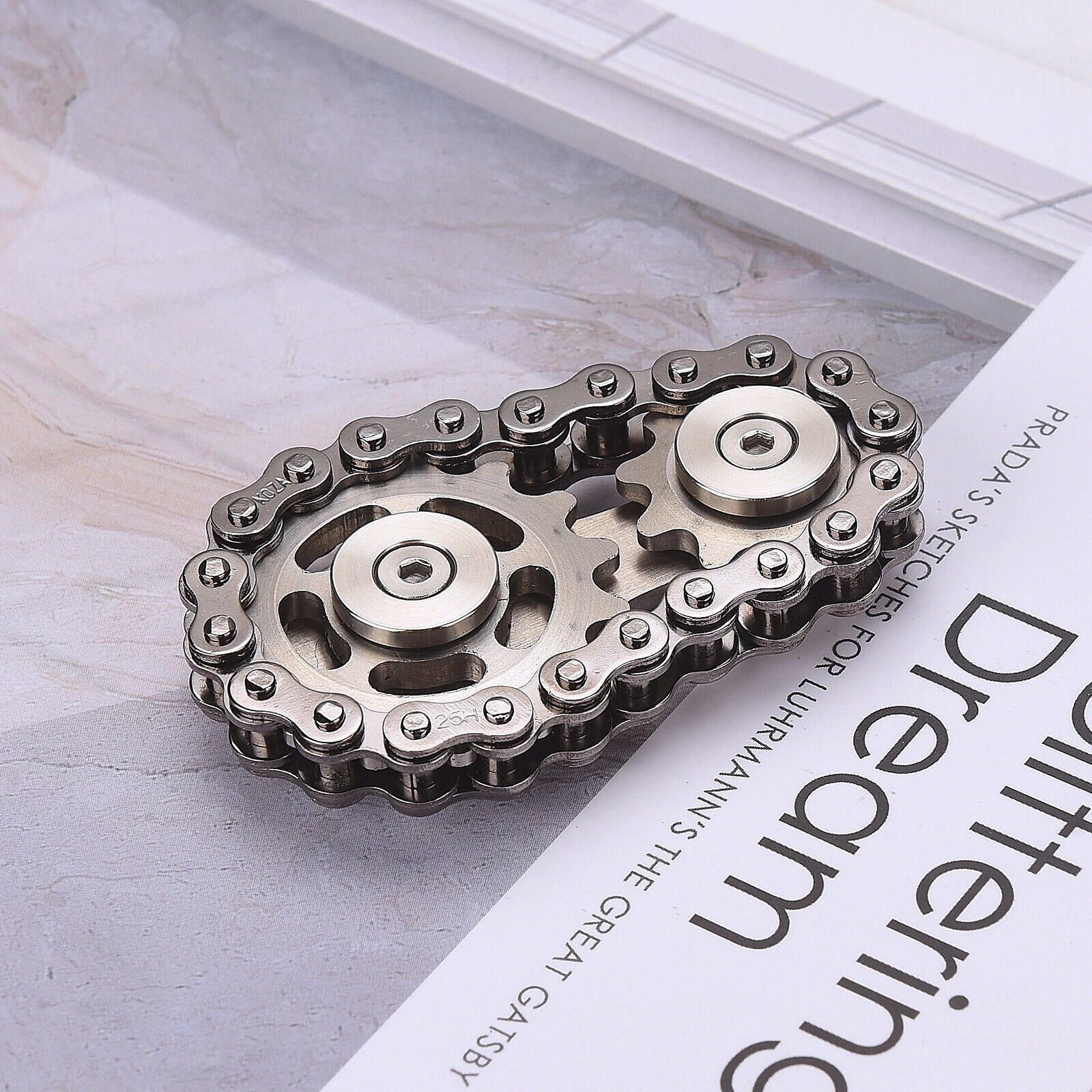 Bike Chain Gear Fidget Spinner Gyro Stainless Steel Sprocket Decompress EDC Toys 07FC0E-D4 - KOEEK