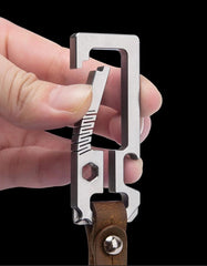 TC4 EDC Titanium Alloy + Leather Multi Tools Keychain Carabiner Car Key Pendant 07FC0E-D4 - KOEEK