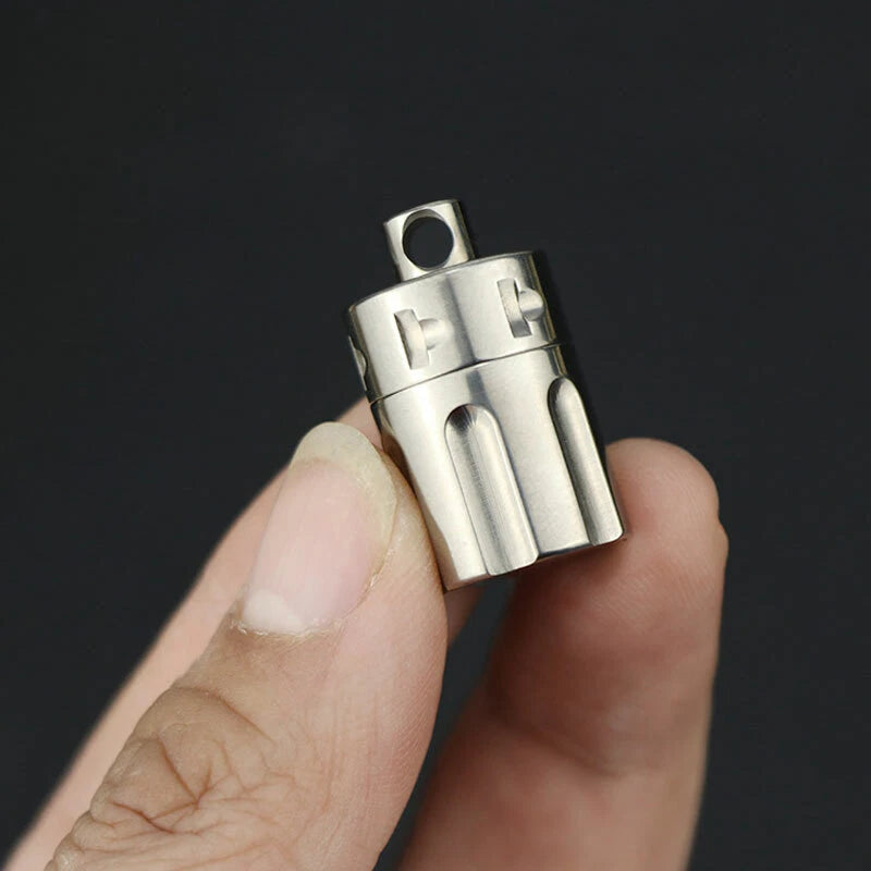 TC4 Titanium Waterproof Pill Container Revolver Cylinder Keychain Pendant EDC 07FC0E-D4 - KOEEK